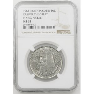 PRÓBA NIKIEL 10 złotych 1964 Kazimierz Wielki