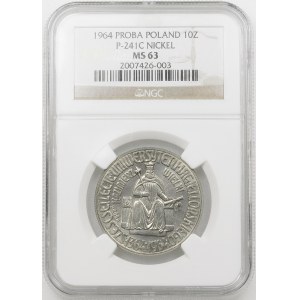 PRÓBA NIKIEL 10 złotych 1964 Kazimierz Wielki