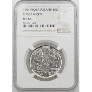 PRÓBA NIKIEL 10 złotych 1964 Nowa Huta Płock Turoszów