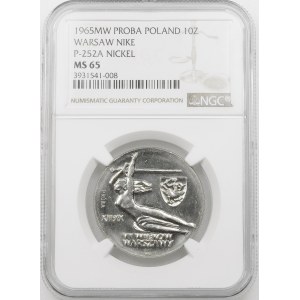 PRÓBA NIKIEL 10 złotych 1965 VII Wieków Warszawy Nike