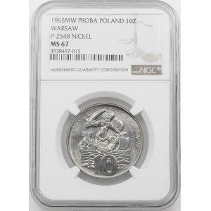 PRÓBA NIKIEL 10 złotych 1965 Siedemset Lat Warszawy Syrenka