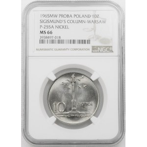 PRÓBA NIKIEL 10 złotych 1965 Duża Kolumna Zygmunta