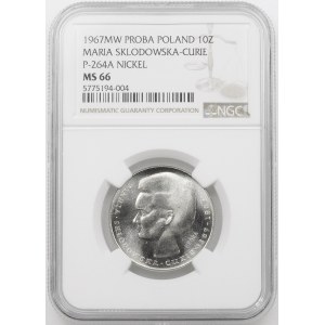 PRÓBA NIKIEL 10 złotych 1967 Skłodowska