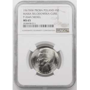 PRÓBA NIKIEL 10 złotych 1967 Skłodowska