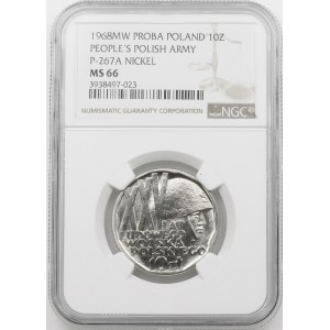 PRÓBA NIKIEL 10 złotych 1968 XXV Ludowego Wojska Polskiego