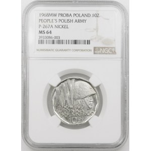 PRÓBA NIKIEL 10 złotych 1968 XXV Ludowego Wojska Polskiego