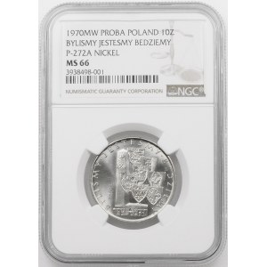 PRÓBA NIKIEL 10 złotych 1970 Byliśmy Jesteśmy Będziemy