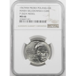 PRÓBA NIKIEL 10 złotych 1967 Skłodowska