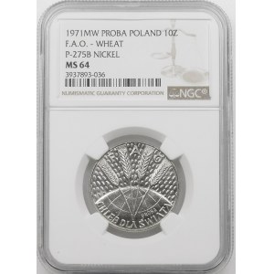 PRÓBA NIKIEL 10 złotych 1971 FAO