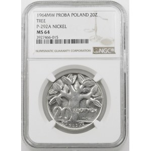 PRÓBA NIKIEL 20 złotych 1964 Drzewo