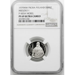 PRÓBA NIKIEL 2000 złotych 1979, Mieszko I – półpostać