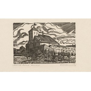 graphics WISZNIEWSKI Kazimierz - Nesvizh. Town Hall. Woodcut