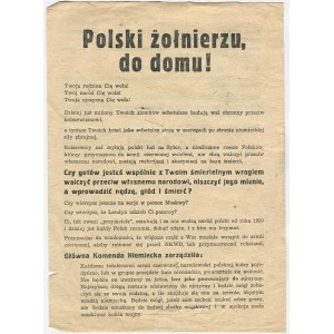 [ulotka niemiecka] Polski żołnierzu, do domu!