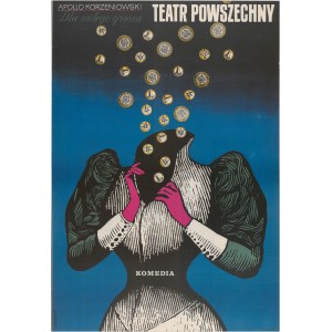CIEŚLEWICZ Roman poster - Apollo Korzeniowski. For a nice penny. Comedy. Teatr Powszechny