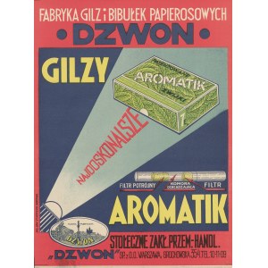 reklama Fabryka Gilz i Bibułek Papierosowych Dzwon - Gilzy Aromatik