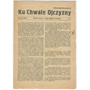 Ku Chwale Ojczyzny. Kronika sławy 1 Armii Wojska Polskiego. Nr 1 wrzesień 1944 r.