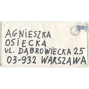 Envelope of Stanisław Tym's letter to Agnieszka Osiecka [Osiecka's handwritten notes].