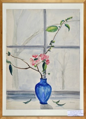 ANERI Irena Weissowa (1888-1981), Kwiaty pigwy w niebieskim wazonie, ok. 1935