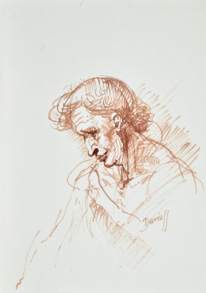 Dariusz KALETA Dariuss (ur. 1960), Szkic mężczyzny z pochyloną głową