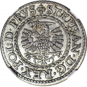 Štefan Bátory, šelak 1584, Gdansk, VÝBORNÝ, MS66!!!