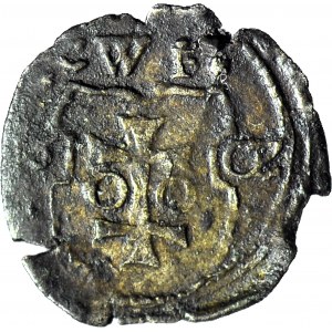 RRR-, Zygmunt III Waza, Denar 1602 CWF, Wschowa, pełna data, T. 25, bardzo rzadki