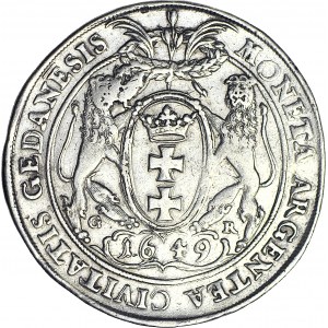 RRR-, Jan Kazimierz, Taler 1649, Danzig, Fehler GEDANESIS (statt GEDANENSIS), R7