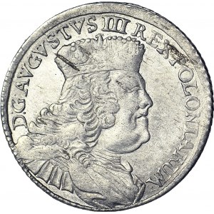 RR-, August III Sas, Dwuzłotówka (8 groszy) 1753, mennicza, podwójna cyfra 3 w dacie