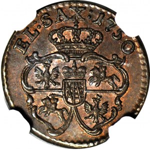 RR-, August III Sas, Szeląg 1750, Drezno, menniczy