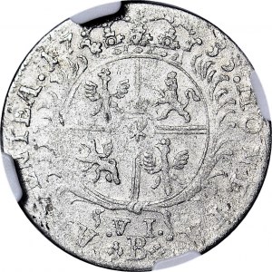 R-, Naśladownictwo pruskie szóstaka lipskiego Augusta III, 6 krajcarów Wrocław 1755