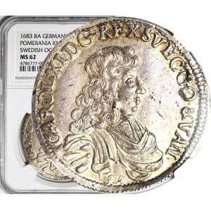 R-, Pomorze, Karol XI, 2/3 talara (Gulden) 1683, drukowane BA, Szczecin, menniczy