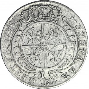 RR-, Naśladownictwo pruskie orta lipskiego Augusta III, 18 krajcarów Wrocław 1755