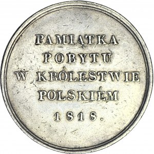 Medal, Królestwo Polskie 1818, pamiątka pobytu w Królestwie Polskim cesarzowej Marii Fiodorowny, SREBRO