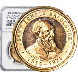 Medal 1879, Józef Ignacy Kraszewski, menniczy, CZERWONY RD