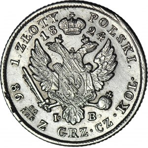 R-, Królestwo Polskie, Aleksander I, 1 złoty 1824 IB, rzadki