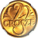 2 grosze 1938, mennicze, kolor RD