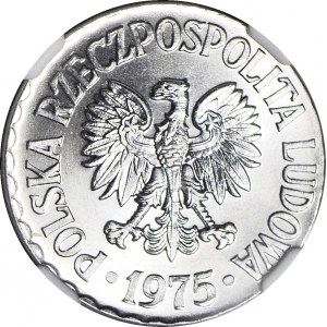 RRR-, 1 złoty 1975, PRÓBA/ANOMALIA wybite na krążku od 50 groszówki