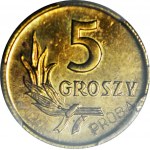 RR-, 5 groszy 1958, PRÓBA, MOSIĄDZ, nakład 100szt., rzadkość, c.a.