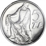 RRR-, 5 złotych 1974, Rybak na TRAWCE TYP 3, SKRĘTKA