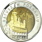 RR-, 5 złotych 2015, Ratusz w Poznaniu, DESTRUKT - rozlany rdzeń na awersie