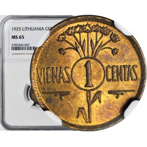 Litwa, 1 cent 1925, menniczy