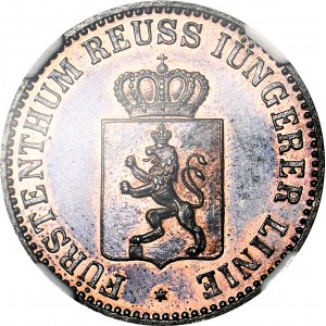 Niemcy, 3 fenigi 1858 A, Reuss, LUSTRZANE