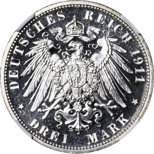 Niemcy, Schaumburg-Lippe, 3 marki 1911, pośmiertne, LUSTRZANE