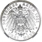 Niemcy, Schaumburg-Lippe, 3 marki 1911, pośmiertne, LUSTRZANE