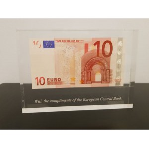 Banknot 10 euro emisji 2002 w akrylu