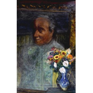 ANERI Irena Weissowa (1888-1981), Martwa natura z portretem W. Weissa i kwiatami, po 1950