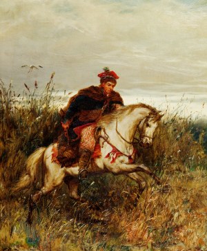 Ludwik GĘDŁEK (1847-1904), Posłaniec – Krakus pędzący na koniu