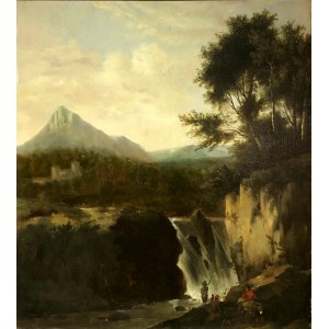 MALARZ NIEOKREŚLONY, XVIII wiek, Włochy lub Płd. Niemcy, Pejzaż z wodospadem