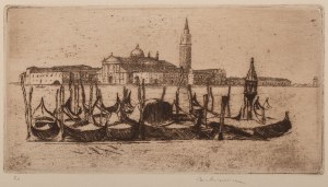 Józef Pankiewicz (1866 Lublin - 1940 Marsylia), La Cours-la-Reine, Rouen - Gondole w Wenecji (dwie kompozycje na jednym arkuszu), 1904