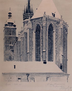 Leon Wyczółkowski (1852 Huta Miastkowska k. Garwolina - 1936 Warszawa), Widok od wschodu na Kościół Mariacki w Krakowie