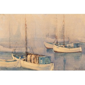 Zofia Stankiewicz (1862 Ryźna/Ukraina - 1955 Warszawa), Rybackie łodzie żaglowe w porcie